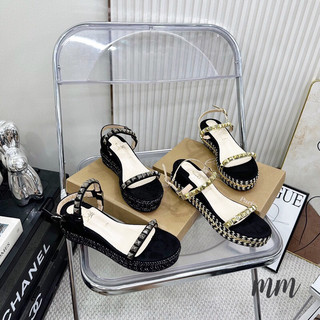 Sandal xuồng viền cói tán đinh lou•bou•tin super fullbox