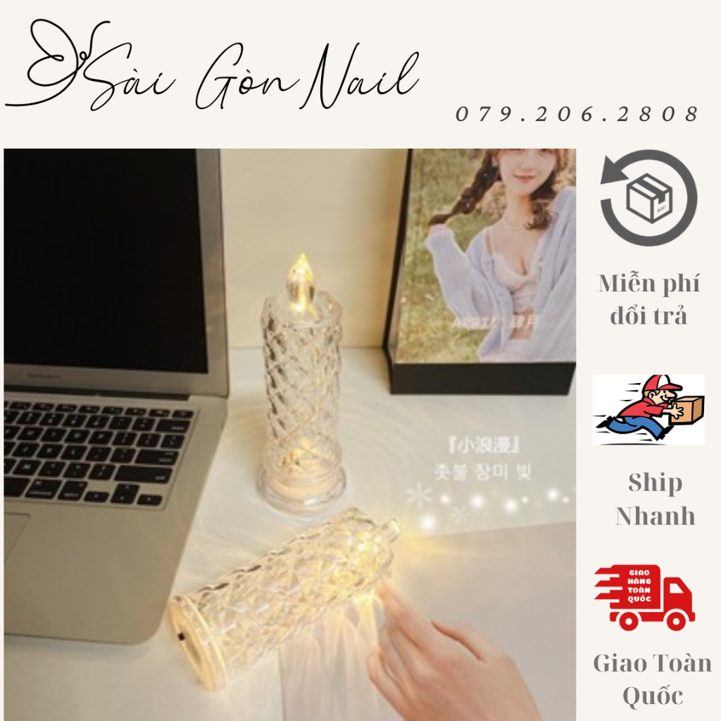 Nến điện tử đèn led hình cây nến Decor chụp ảnh nail , background, trang trí nhà cửa siêu xinh