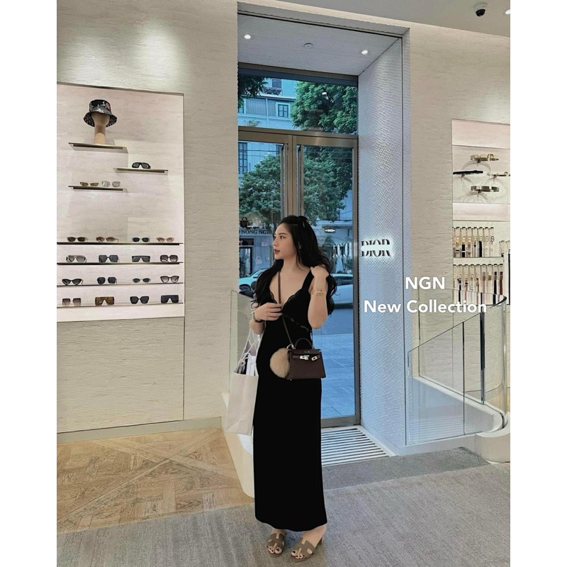 Váy nhung phối ren dáng dài Kim Anh Bùi