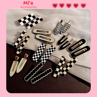 Kẹp tóc màu trắng đen phong cách Retro Hàn Quốc, Kẹp tóc mái Acrylic màu đen trắng cổ điển
