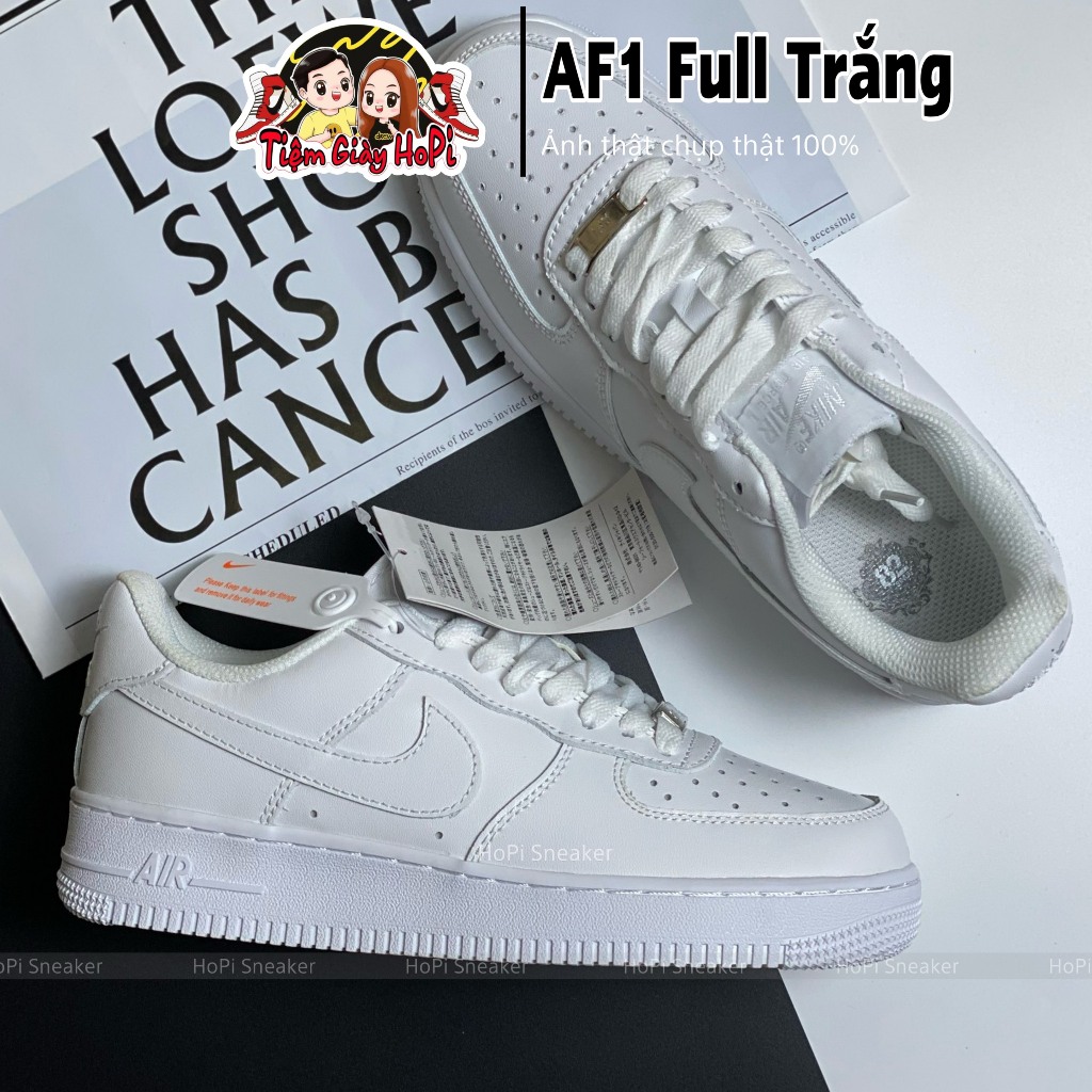 Giày Sneaker_Nike Air Force 1 full trắng Nam Nữ, Giày AF1 Trắng đế Air, bản Cao Cấp Full Box Bill