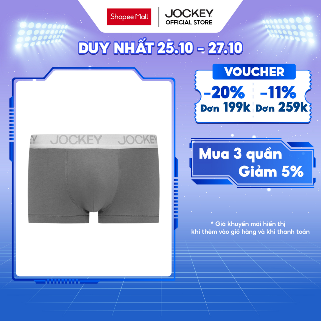 Quần lót nam Trunk Jockey Cotton 4C trơn - J1277