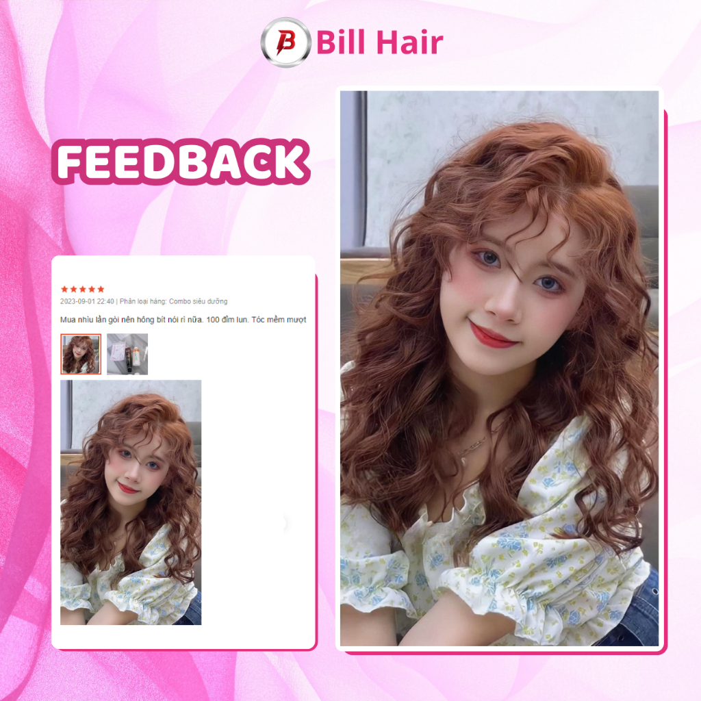 Thuốc nhuộm tóc NÂU CARAMEL, NÂU BƠ không tẩy lên từ nền đen, tặng kèm trợ nhuộm và găng tay | Bill Hair, Billhair