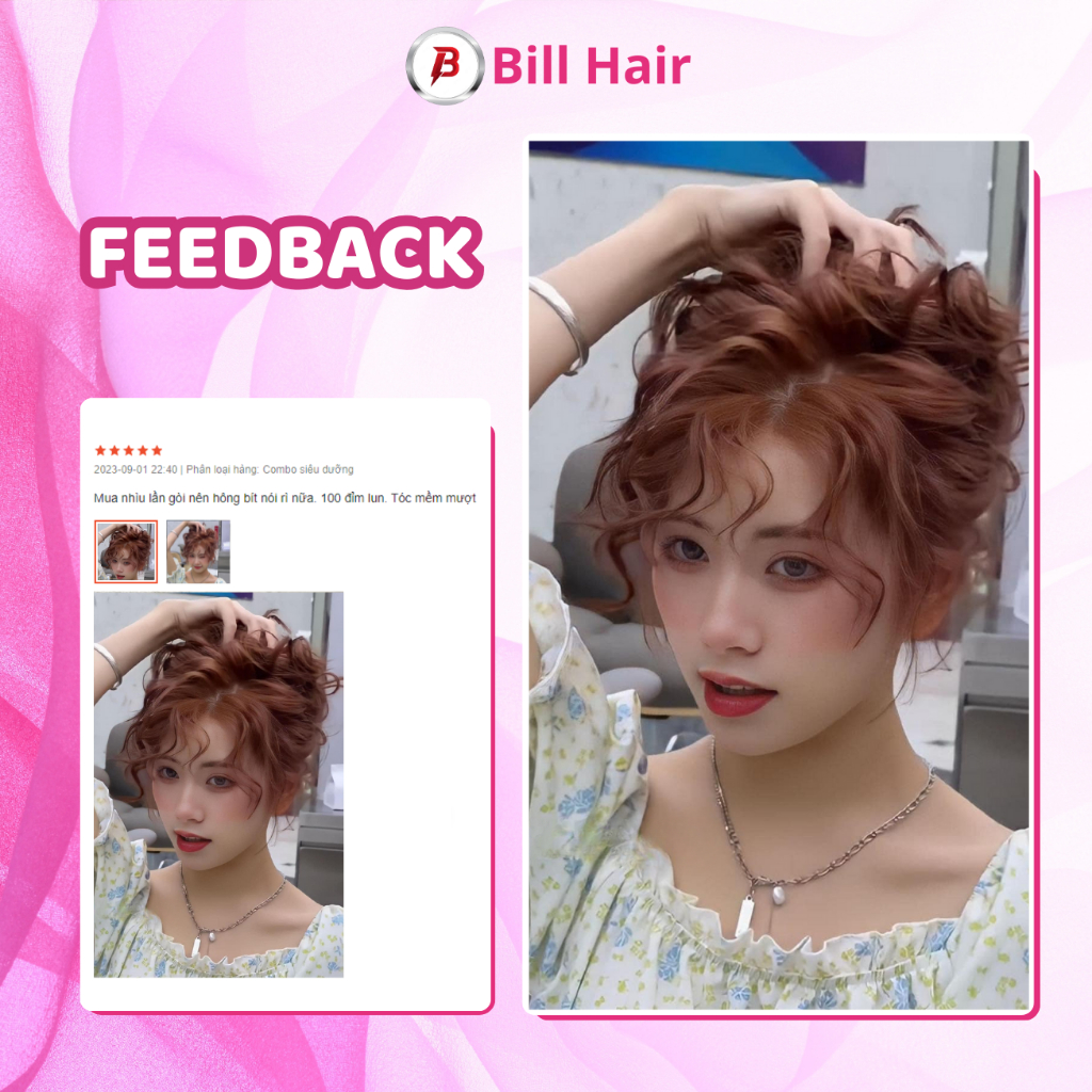 Thuốc nhuộm tóc NÂU CARAMEL, NÂU BƠ không tẩy lên từ nền đen, tặng kèm trợ nhuộm và găng tay | Bill Hair, Billhair