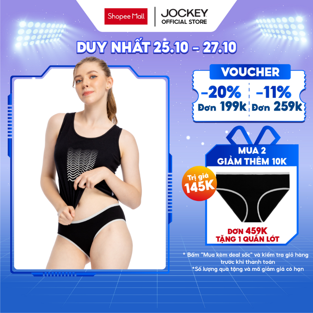 Quần lót Hipster Jockey nữ vải Visco trơn thoáng mát, co giãn hút ẩm tốt - J1159