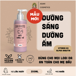 [200ml - mẫu mới ] Kem dưỡng thể dưỡng sáng, dưỡng ẩm handmade Asari Cosmetics