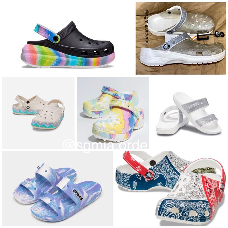 Dép CLOG UNISEX CROCS CRUSH SPRAY DYE CLASSIC chính hãng size 36-37 (W6)