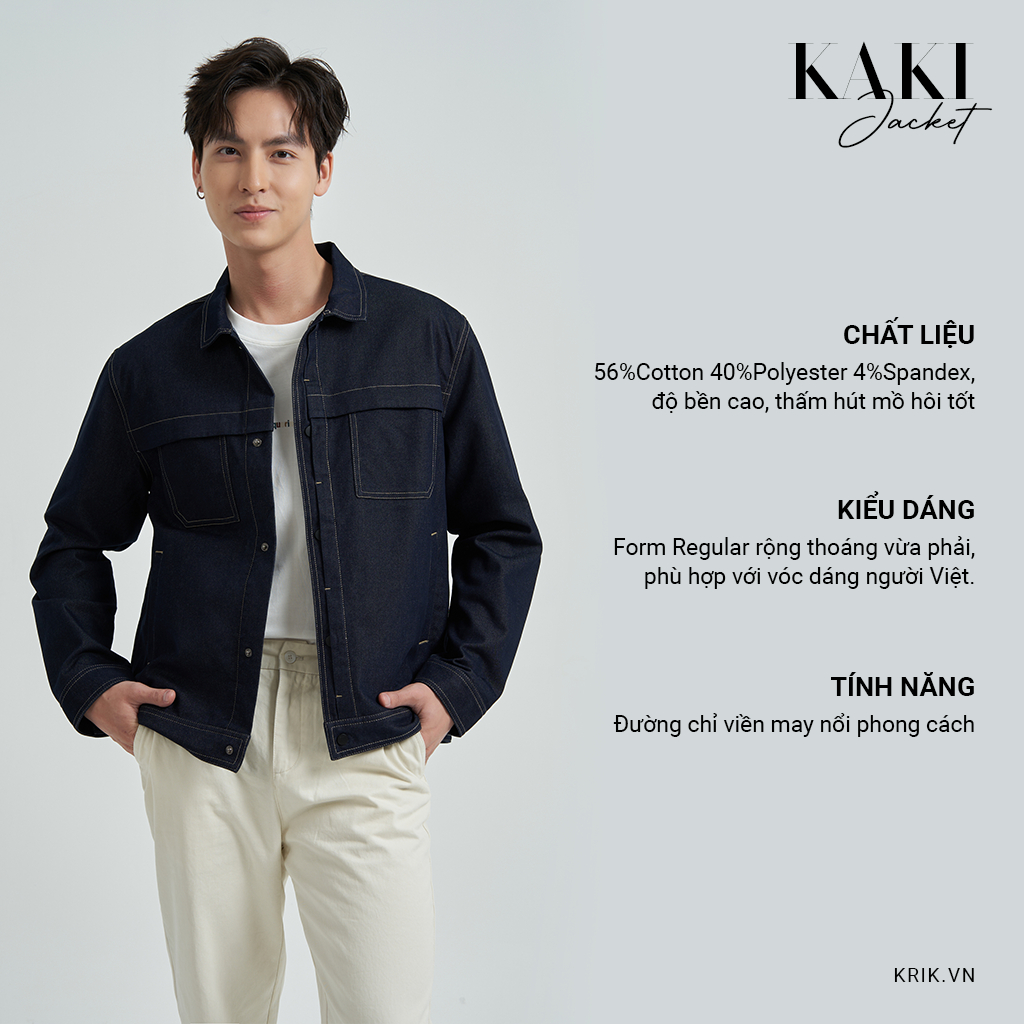 Áo Khoác Kaki Nam KRIK Phong Cách Trẻ Trung Cá Tính Chuẩn Form Regular AK5012