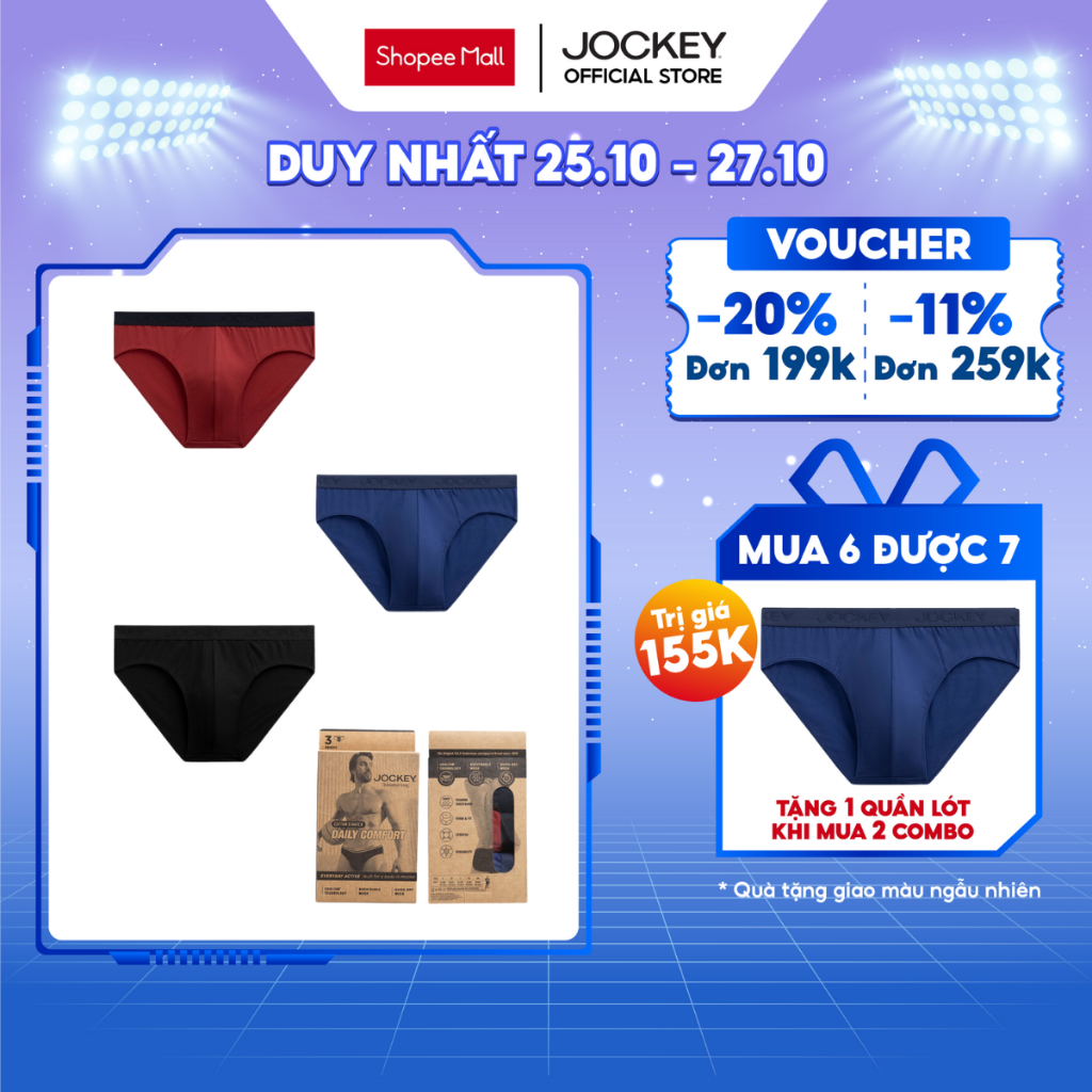 Combo 03 Quần Lót Nam Thun Cotton Jockey Dáng Tam Giác Cao Cấp - J1246