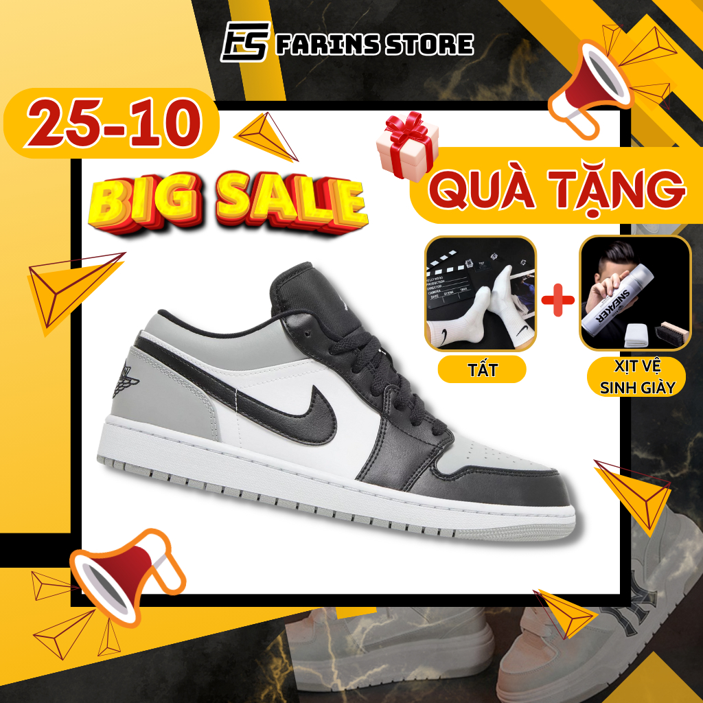 Giày Nike Air Jordan 1 Low Shadow Toe 553558-052 chính hãng cho nam nữ, Jordan 1 low real fullbox Farins Store