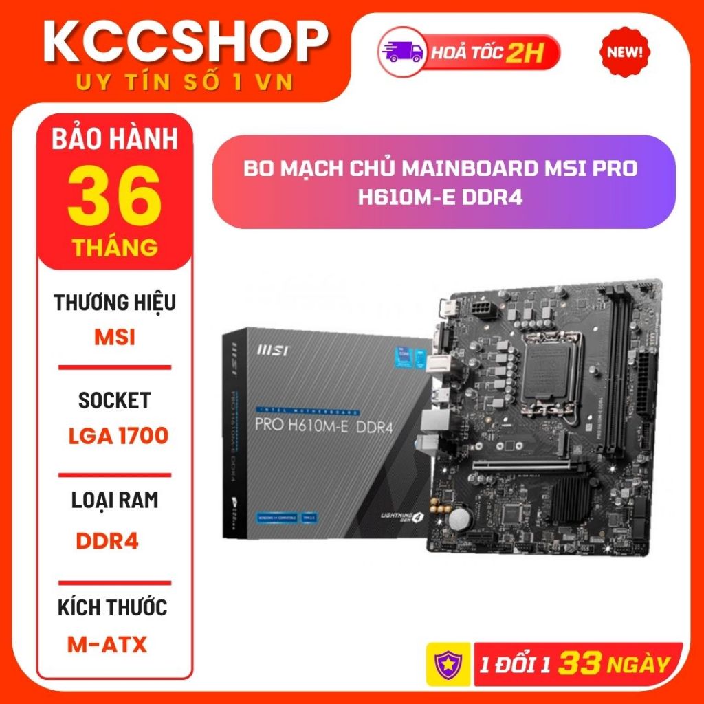 Bo Mạch Chủ Mainboard MSI PRO H610M-E DDR4 - Chính Hãng Bảo Hành 3 Năm