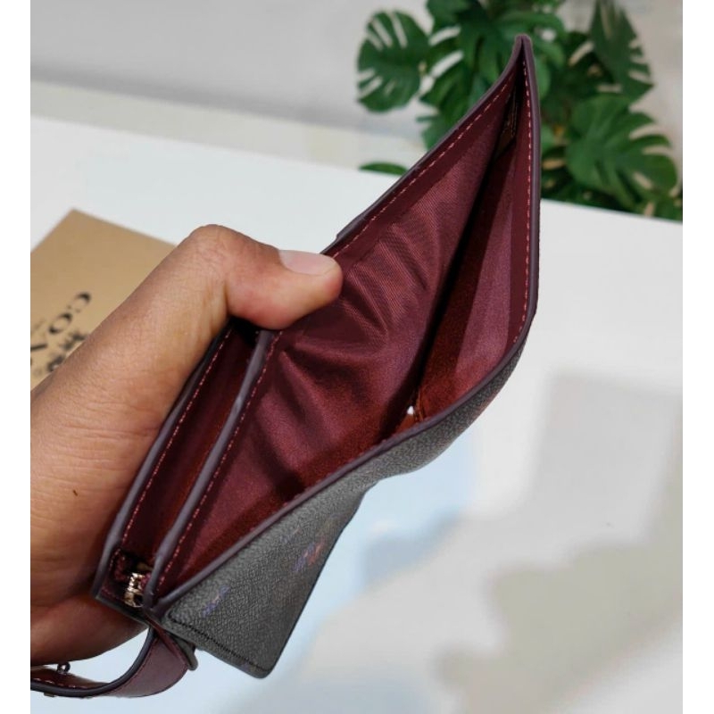 ✨ COACH - Medium Corner Zip Wallet In Signature Canvas With Country Floral Print CM986 ✨ví cực đẹp hoạ tiết xinh xắn