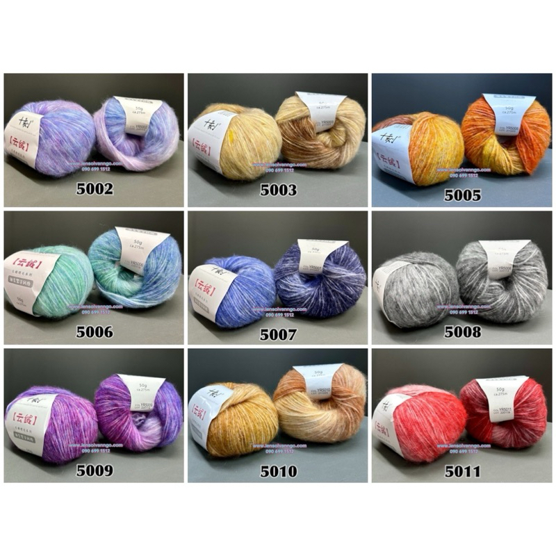 Len Mohair màu loang đan móc đồ thu đông