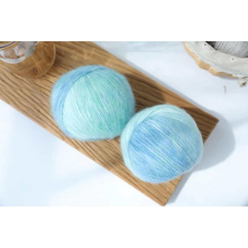 Len Mohair màu loang đan móc đồ thu đông