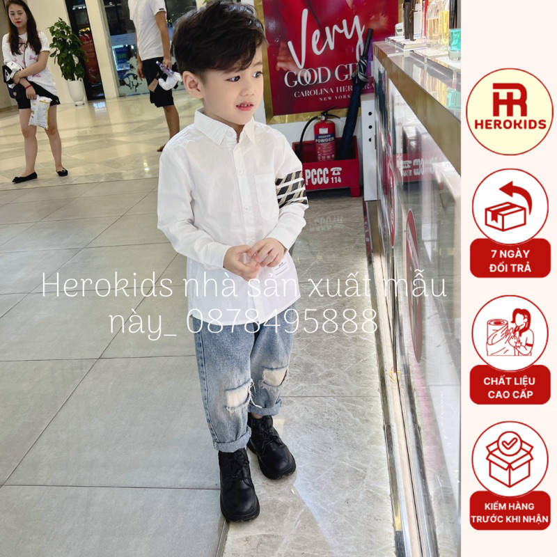 Áo Sơ Mi Cho Bé Trai Họa Tiết Kẻ Ngang Năng Động - Herokids