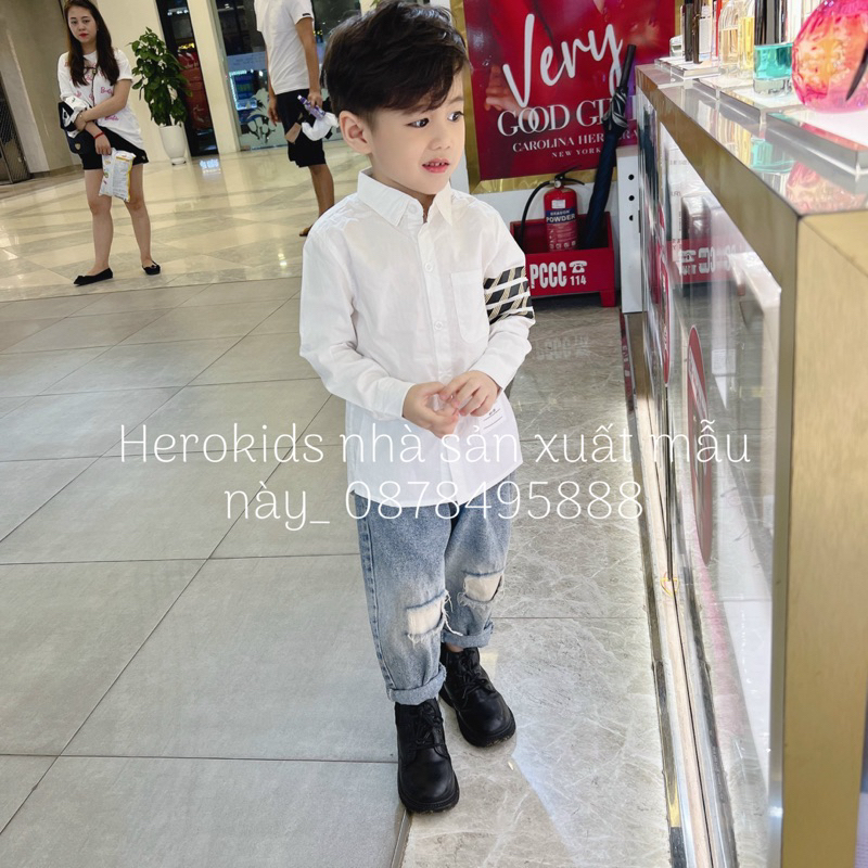 Áo Sơ Mi Cho Bé Trai Họa Tiết Kẻ Ngang Năng Động - Herokids