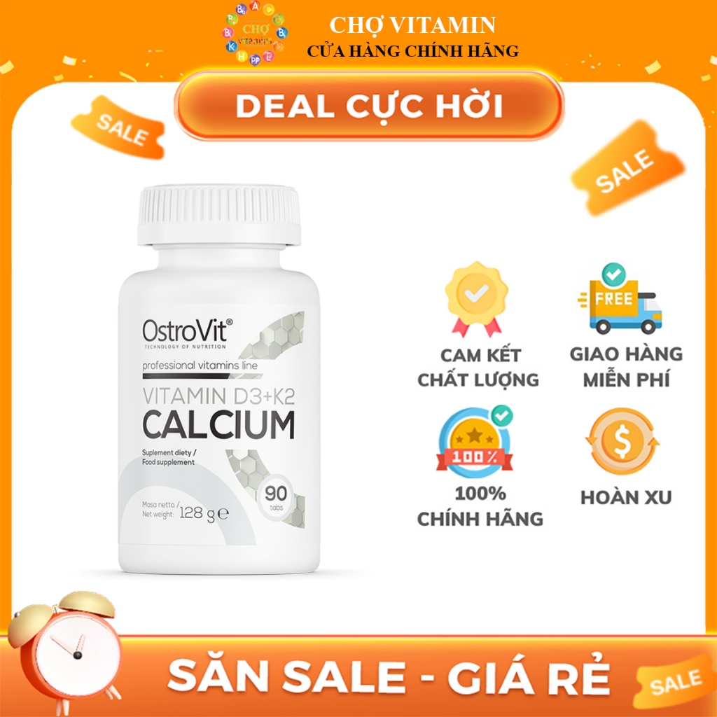 Viên Uống Bổ Sung Xương Khớp, Tăng Đề Kháng - Ostrovit D3+K2 Calcium (90 Viên)