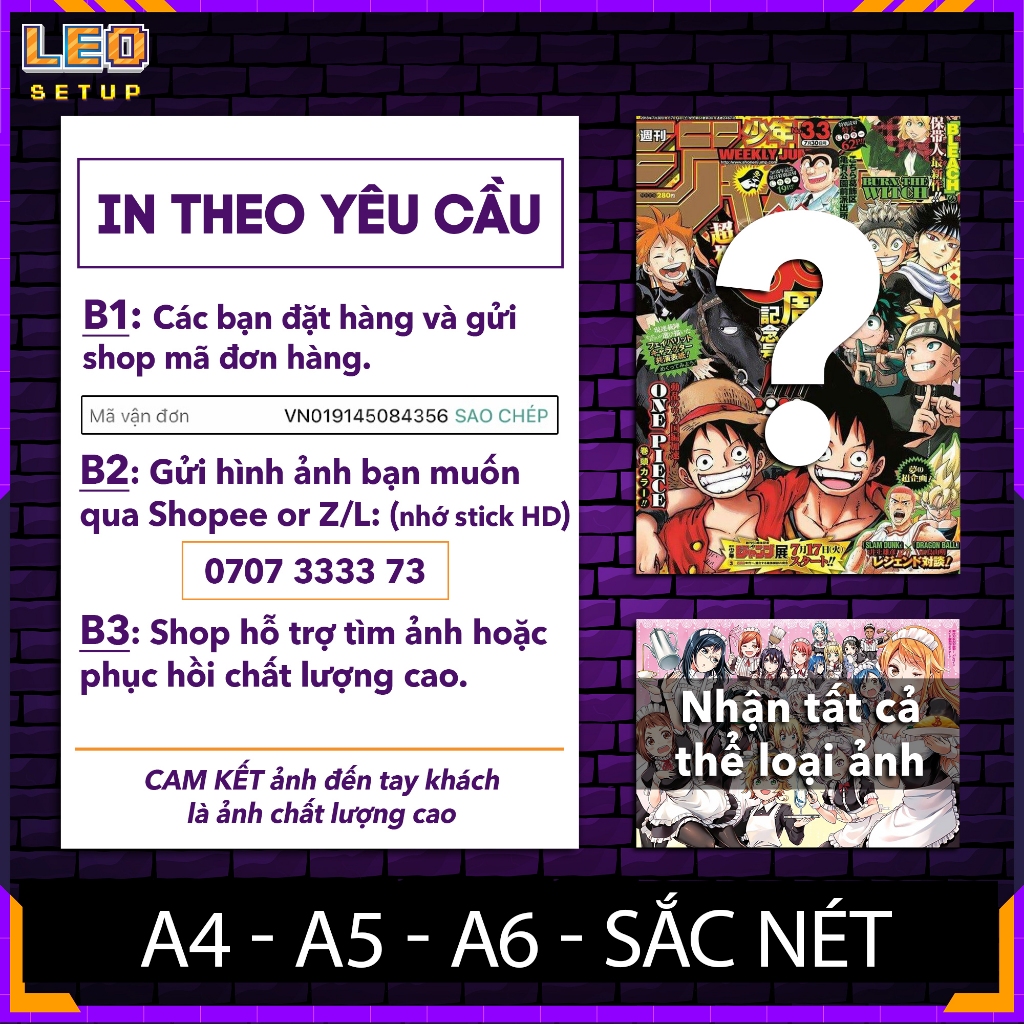 Tranh Decal dán tường decor phòng Poster One Piece - Luffy nhiều kích thước A4, A5 by LeoSetup