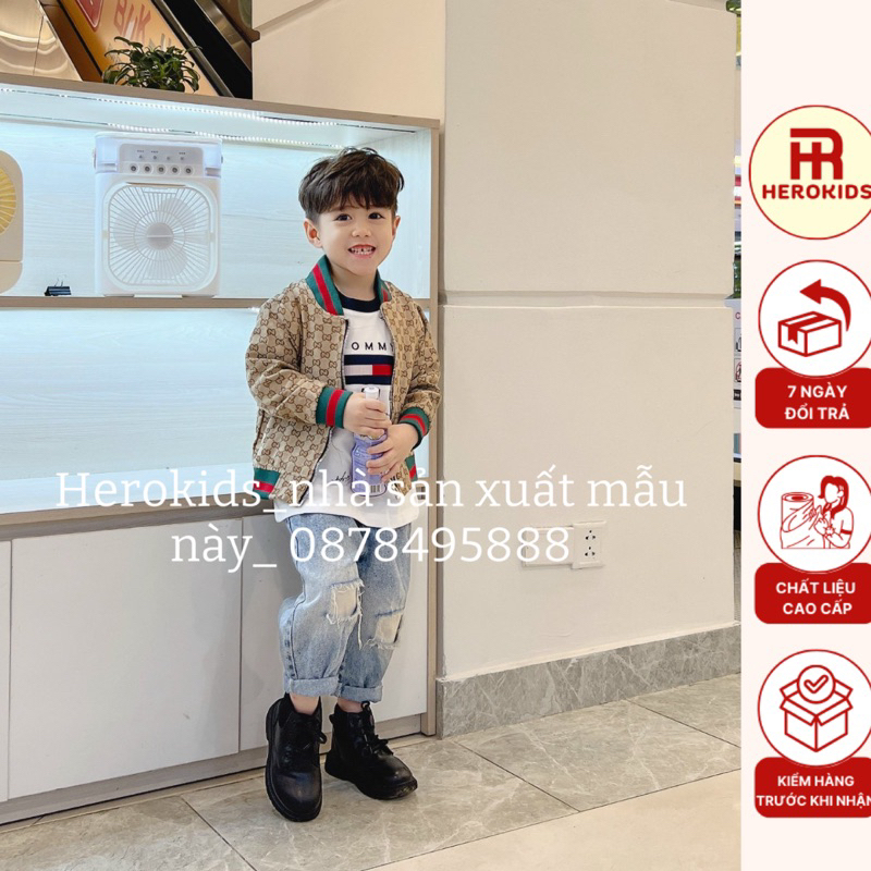 Áo Khoác Cho Bé Họa Tiết GG Độc Đáo Phong Cách Thể Thao Cá Tính - Herokids
