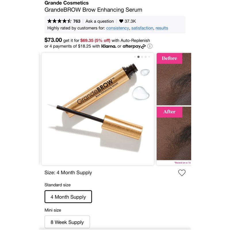 Serum dưỡng dày chân mày Grande GrandeBROW $73