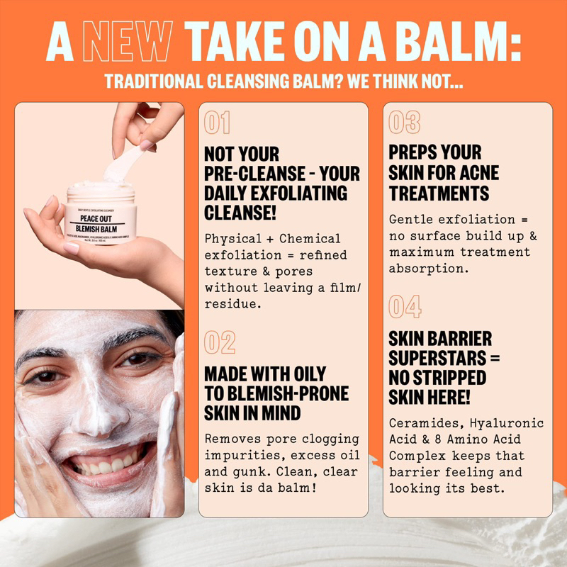 Sáp tẩy trang Peace Out Daily Blemish fullsize 105ml $22