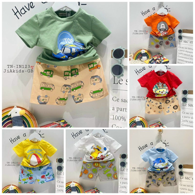 Set bộ cộc Cotton cho bé siêu đẹp Size 90 - 120 (9-19kg)