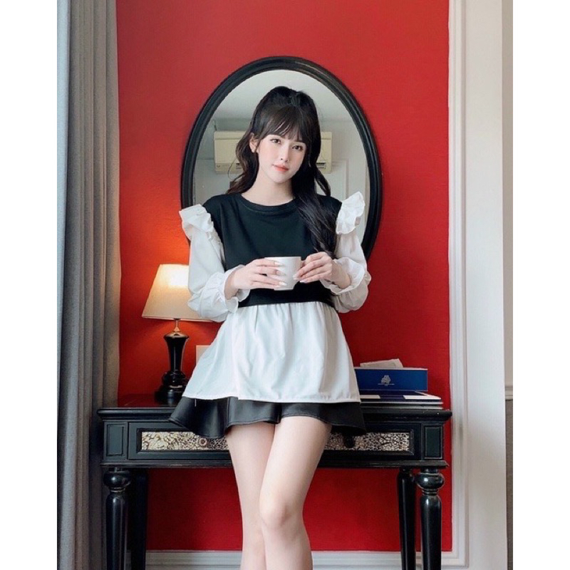 Áo bầu thiết kế phối tay lụa
