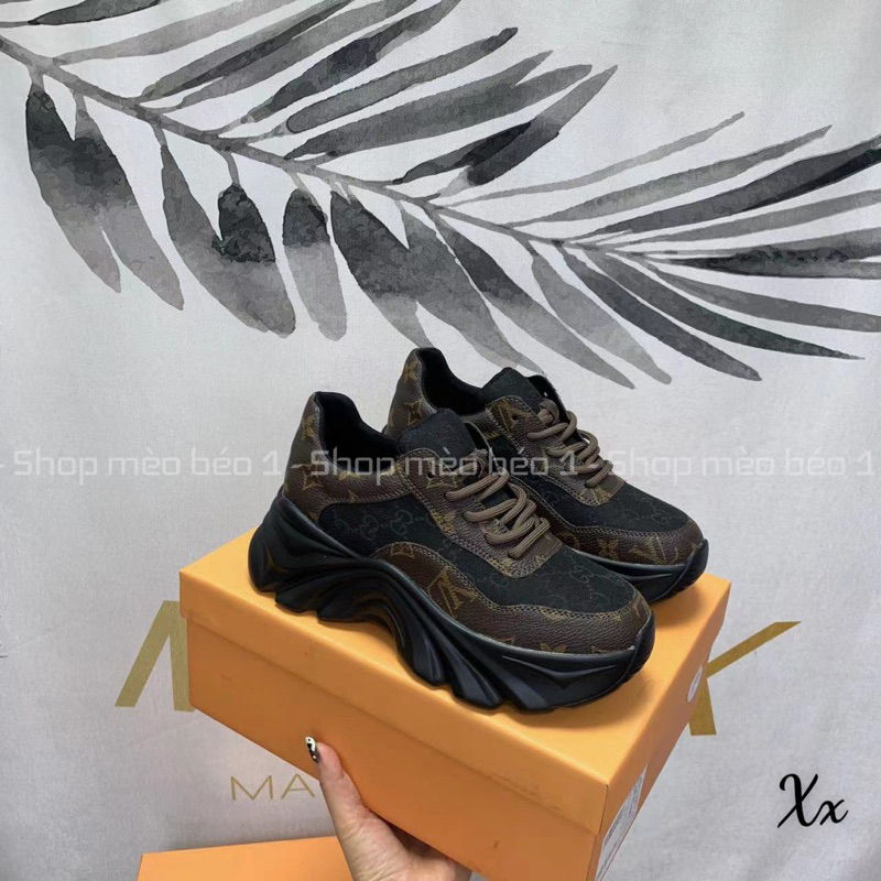 Giày thể thao sneaker lv vân hoạ tiết đế đen cao fullbox hàng quảng châu cao cấp