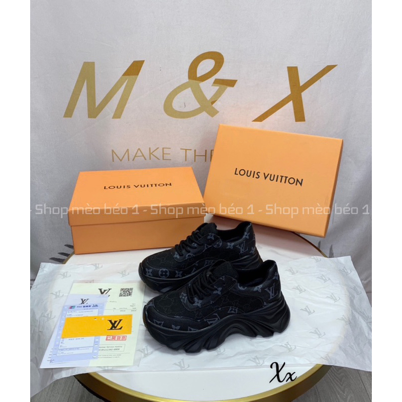 Giày thể thao sneaker lv vân hoạ tiết đế đen cao fullbox hàng quảng châu cao cấp