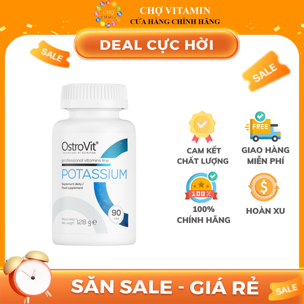 Viên Uống Ổn Định Huyết Áp, Tim Mạch, Giảm Chóng Mặt, Hoa Mắt - Ostrovit Potassium - Bổ Sung Kali (90 Viên)