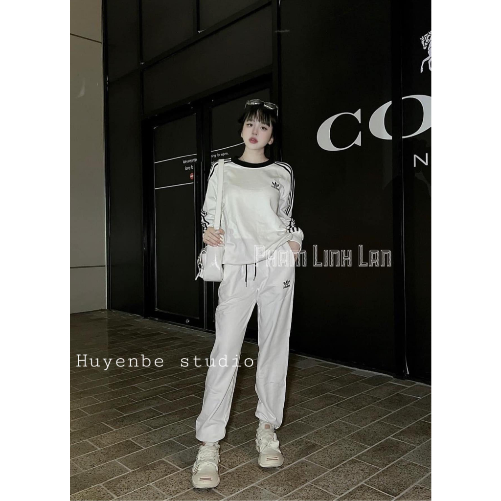 Set bộ nỉ nữ sọc tay Chất nỉ cotton dày đẹp Set bộ thể thao nữ hot hit 2023