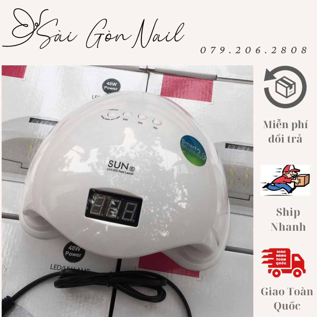 Máy Hơ Gel SUN 5 UV/LED Tem Xanh 48W 24 Bóng Đèn-Máy Hơ Mini Dành Cho Học Viên Thực Hành(Bảo hành 1 tháng)