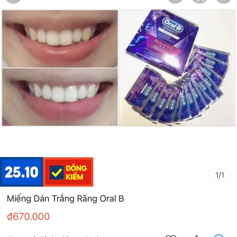 (𝗚𝗼̂́𝗰 𝟳𝟬𝟬𝗸) [CHÍNH HÃNG] Miếng dán trắng răng Oral B 3D White Whitestrips