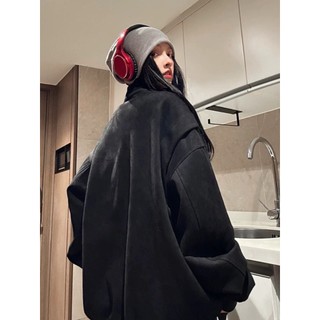 Áo khoác bomber da lộn ulzang basic