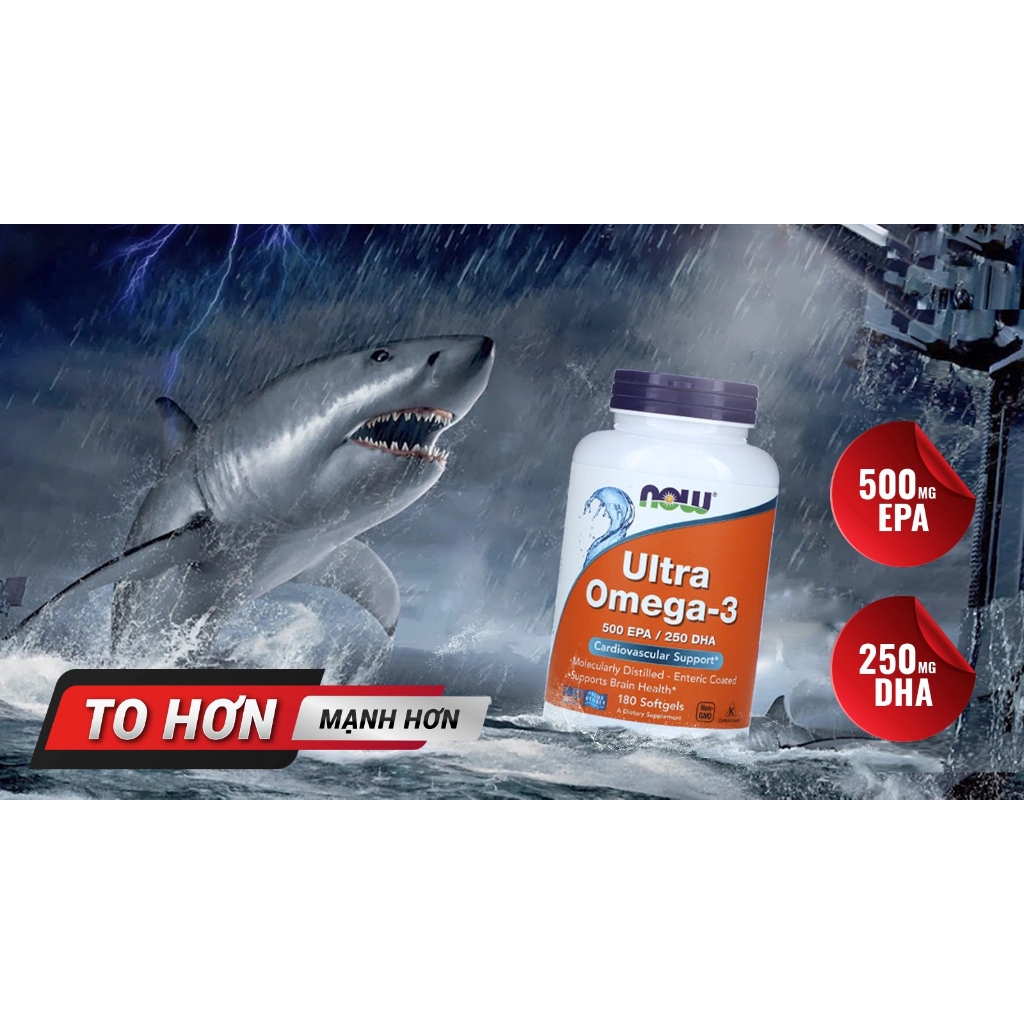 Now Ultra Omega 3 Viên Dầu Cá Bổ Sung Vitamin Và Khoáng Chất Bảo Vệ Tim Mạch, Mắt, Tăng Cường Sức Khoẻ - Chính Hãng Mỹ