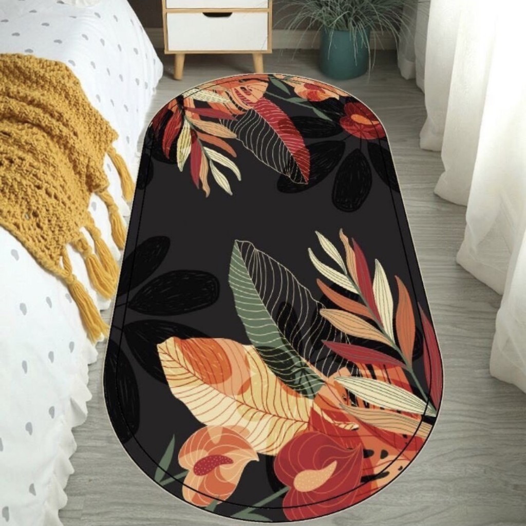 Thảm chân giường, thảm trải Oval sang trọng, lịch sự.