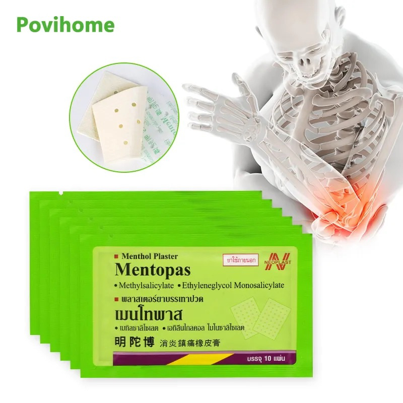 Cao Dán Giảm Đau Mentopas Menthol Plaster Thái Lan Giảm Đau - Cao Dán Siêu Nóng Có Lỗ Thoát Hơi