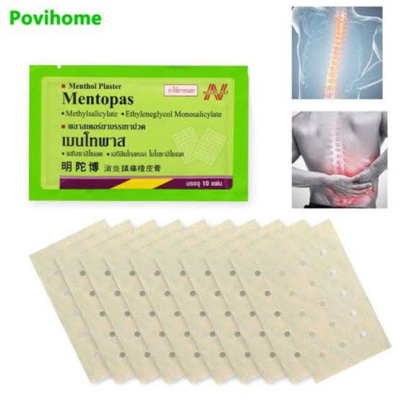 Cao Dán Giảm Đau Mentopas Menthol Plaster Thái Lan Giảm Đau - Cao Dán Siêu Nóng Có Lỗ Thoát Hơi