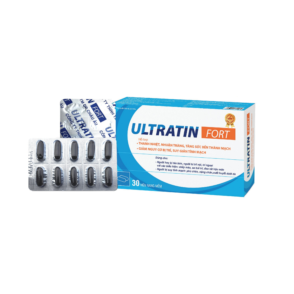 Ultratin Fort - Hết Lo Về Bệnh Trĩ - Khỏi Lo Táo Bón - Đau Rát - Chảy Máu - Co Búi Trĩ Nhanh - Tottri - Cobutri,Hộp 30V