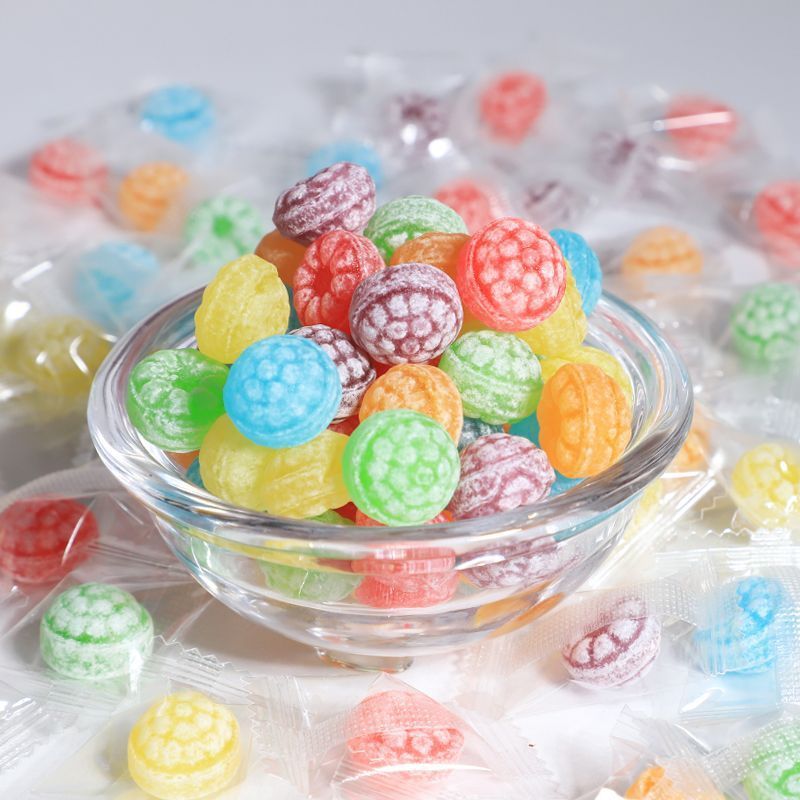 Combo 300g Kẹo cứng trái cây hình quả mâm xôi nhiều màu sắc hương vị thơm ngon hình dáng siêu dễ thương