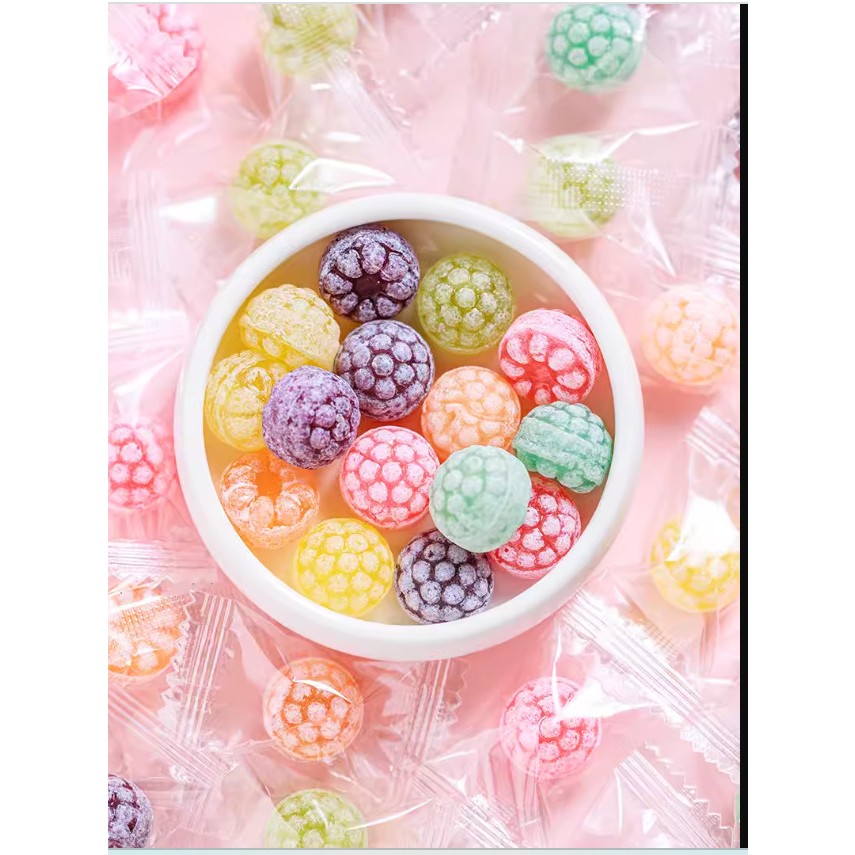 100g Kẹo cứng trái cây nhiều hình dáng màu sắc thơm ngon hình quả mâm xôi kiểu dáng siêu dễ thương