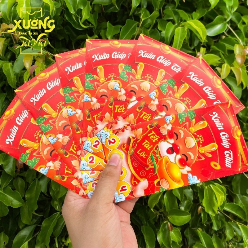 Combo 10 bao lì xì tết 2024,bao lì xì đẹp,chất liệu giấy C150 dày dặn,cứng cáp màu sắc rõ nét