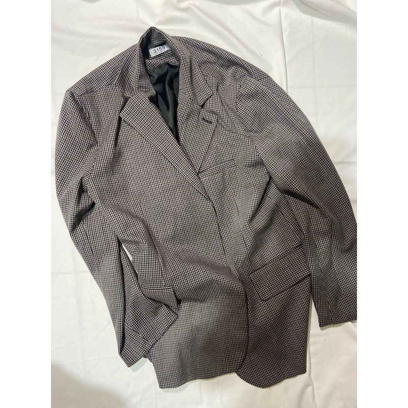 ÁO BLAZER KẺ CARO NÂU ĐEN THE NORTH HOUSE