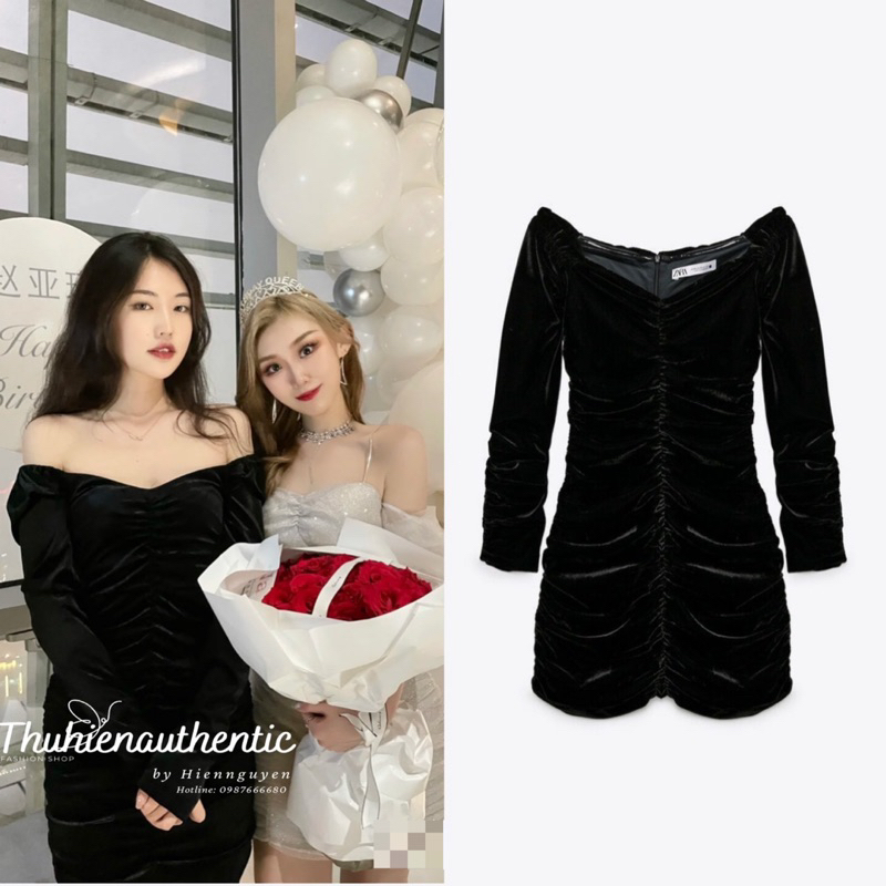 Váy nhung đen nhún thân phiên bản giới hạn mã code: 9306/890/800 ZARA chính hãng(kèm ảnh thật)