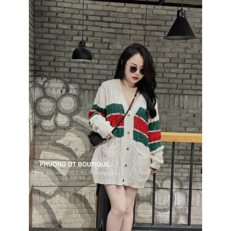 Áo cadigan len guccci be full tag mác hàng qcl1