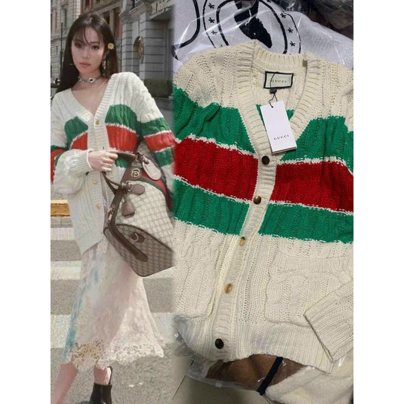 Áo cadigan len guccci be full tag mác hàng qcl1
