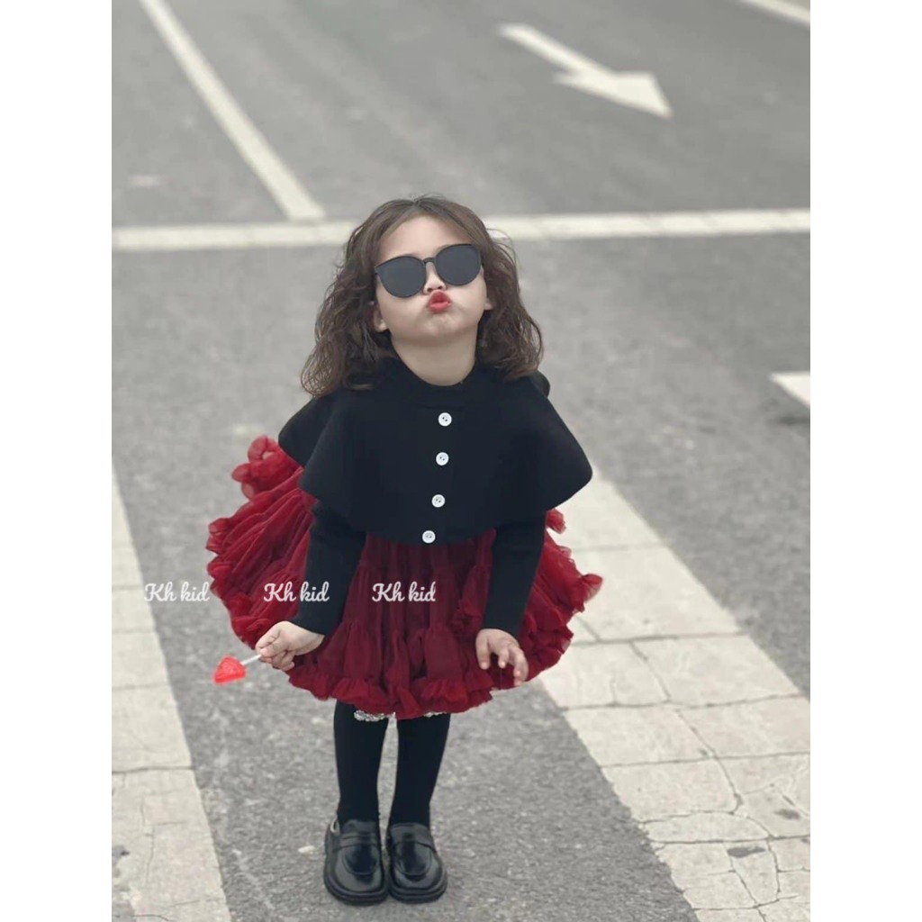 Váy áo phối choàng chân váy tutu cho bé gái