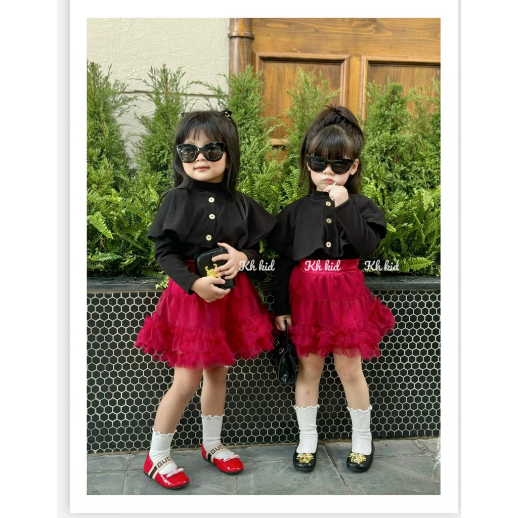 Váy áo phối choàng chân váy tutu cho bé gái