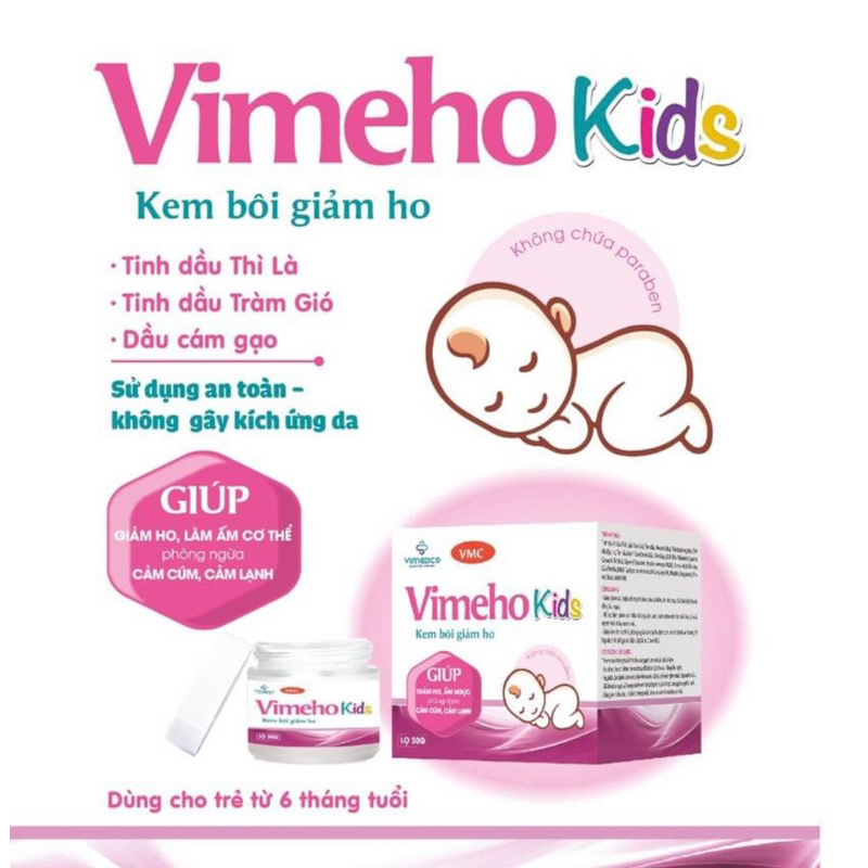 KEM BÔI GIẢM HO ẤM NGỰC VIMEHO cho bé giảm sổ mũi nghẹt mũi hoa dai dẳng kéo dài