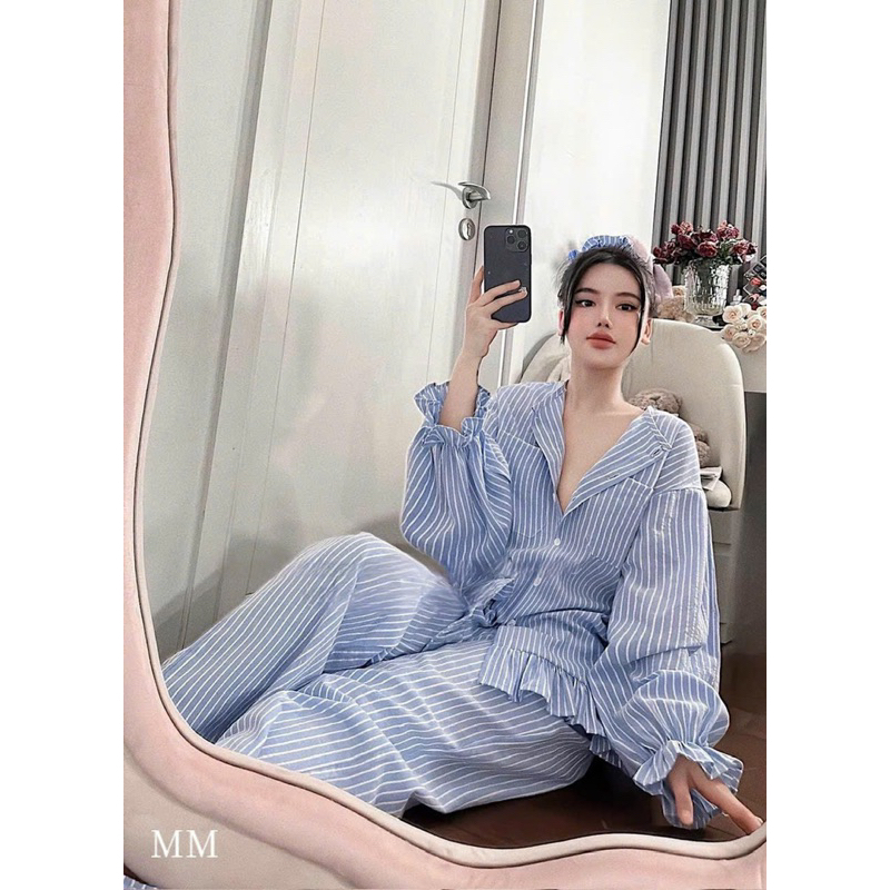 Bộ pyjama lụa dài tay qccc